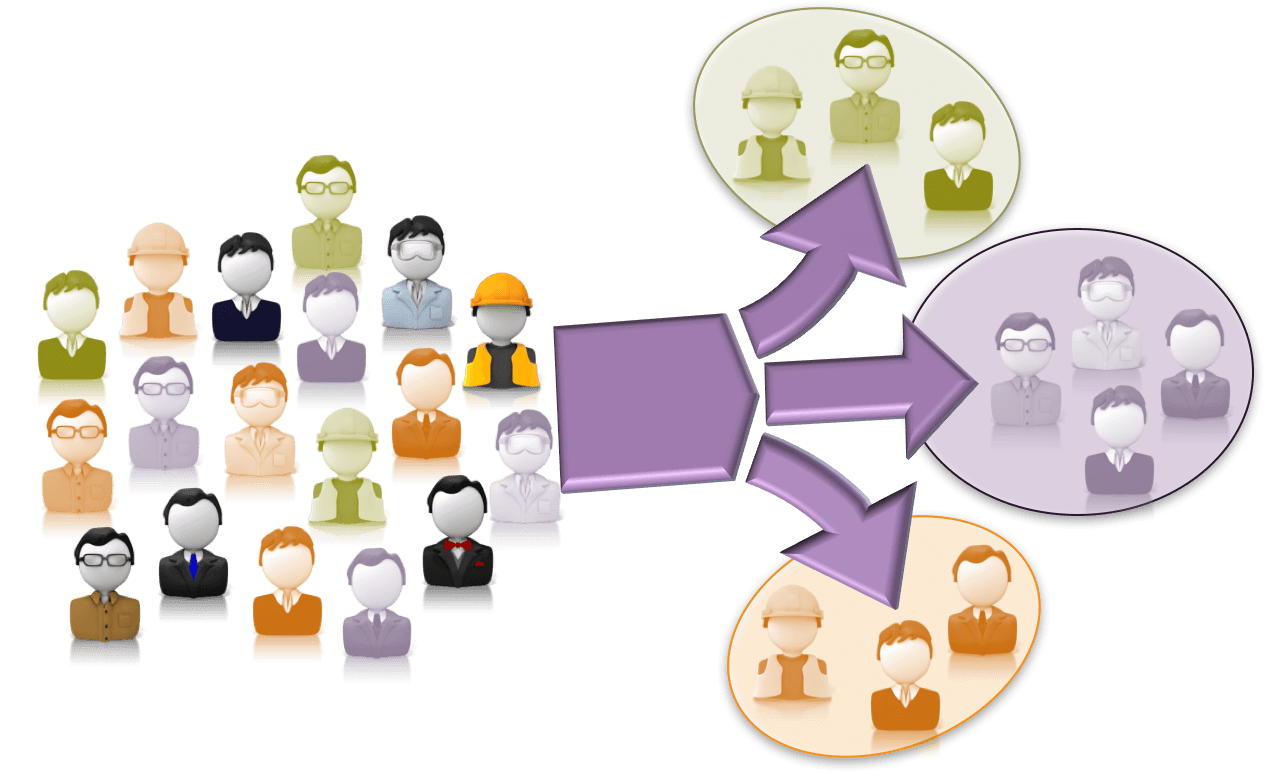 Colorful Avatars Sorted Into Three Groups