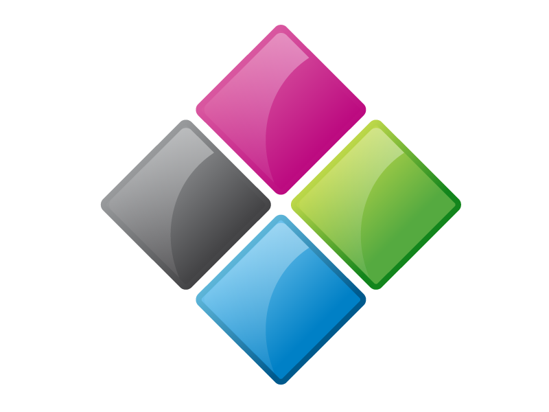 Four Glossy Diamond Tiles in Four Colors