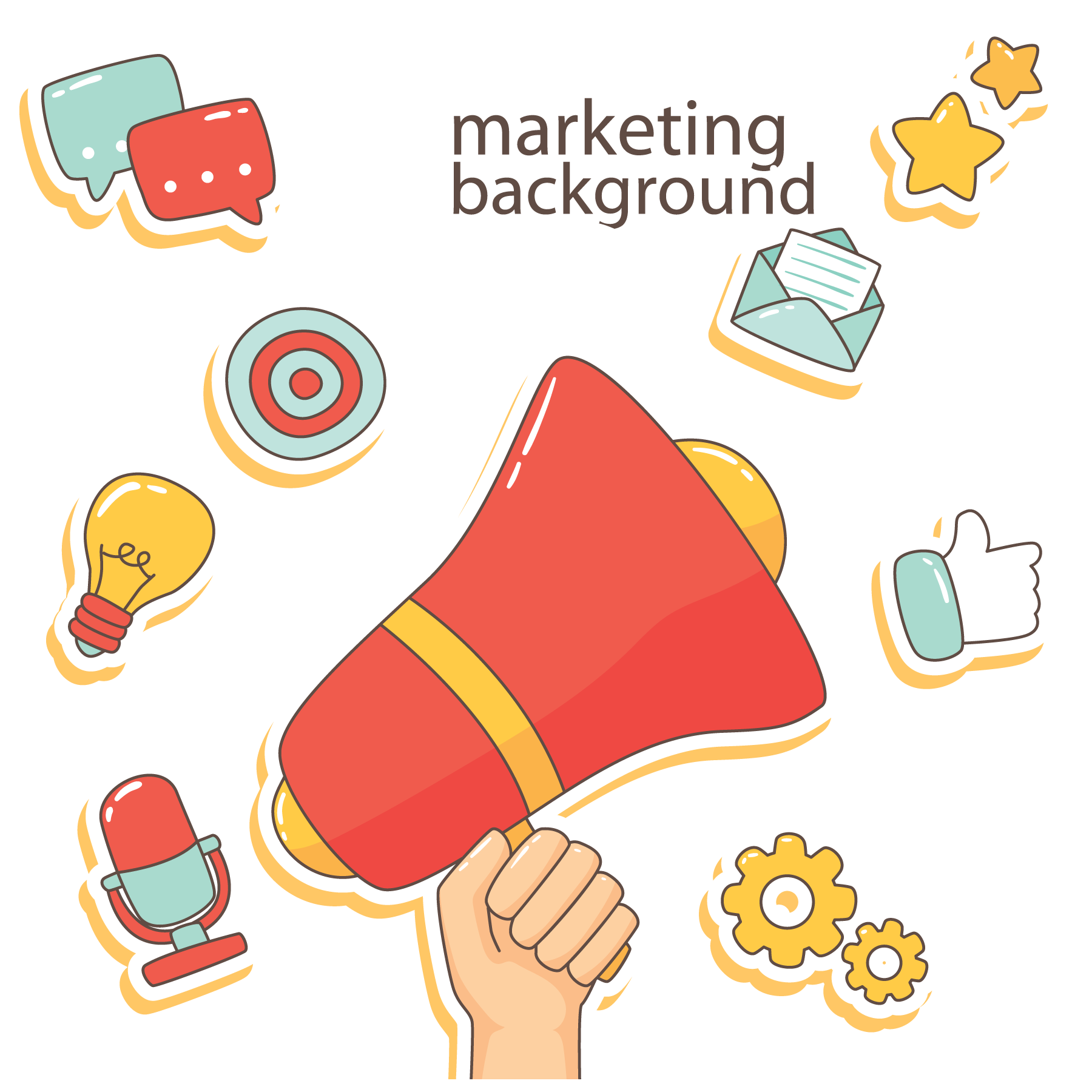 marketing promotion vector color marketing background hand painted items