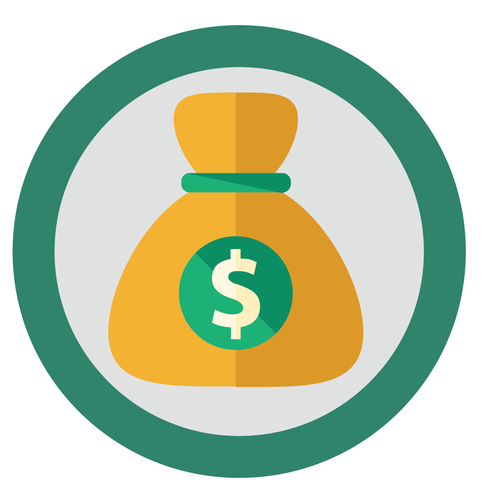 money bag computer icons coin tax market