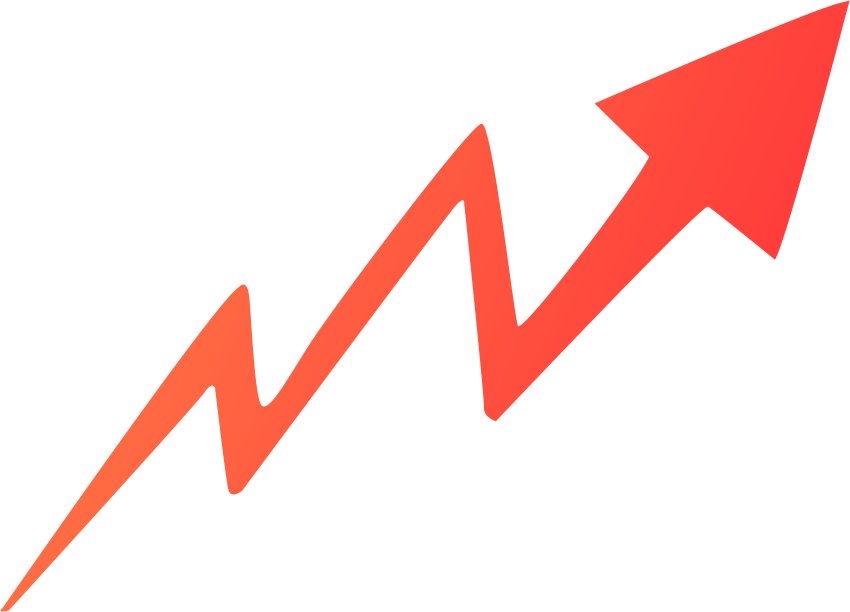 Red Zigzag Arrow Rising Diagonally