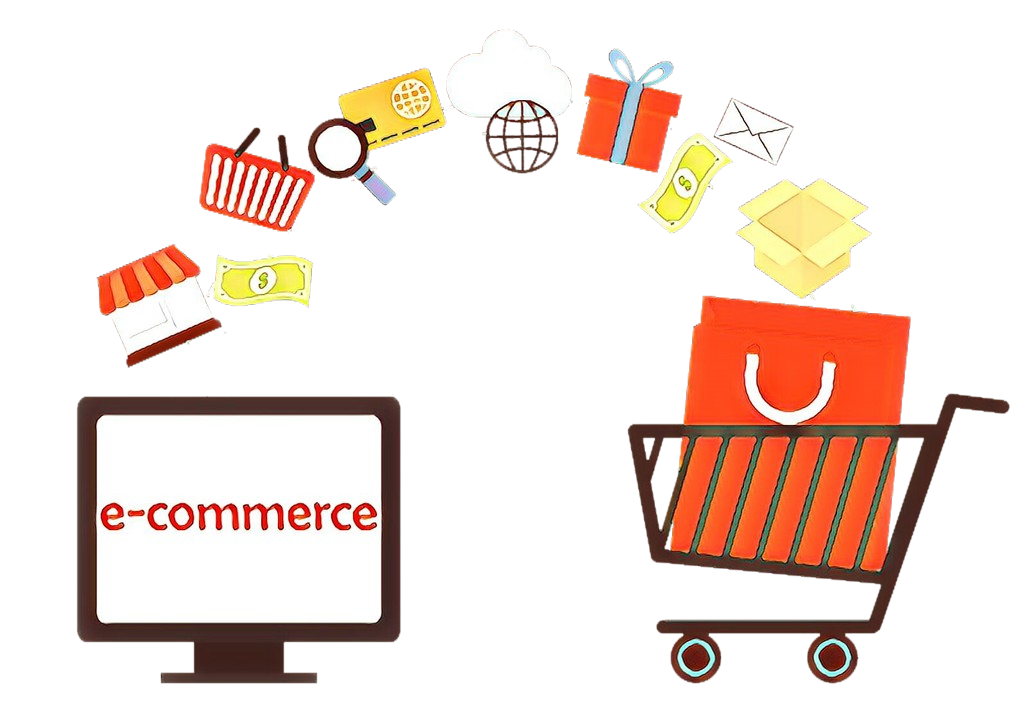 Online shopping Cartoon Ecommerce Electronic Business Marketing Management Distribution Service transparent back