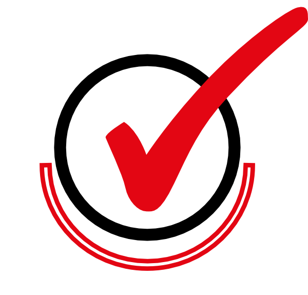 Red Check Mark Logo Checkbox Area Flue Marketing Circle Line transparent back