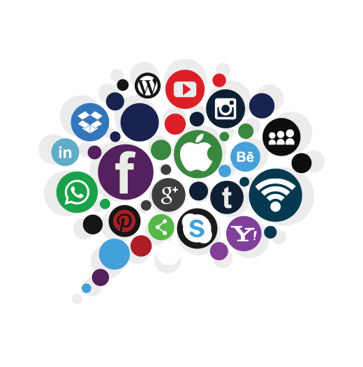 Social Media Icons in Speech Bubble