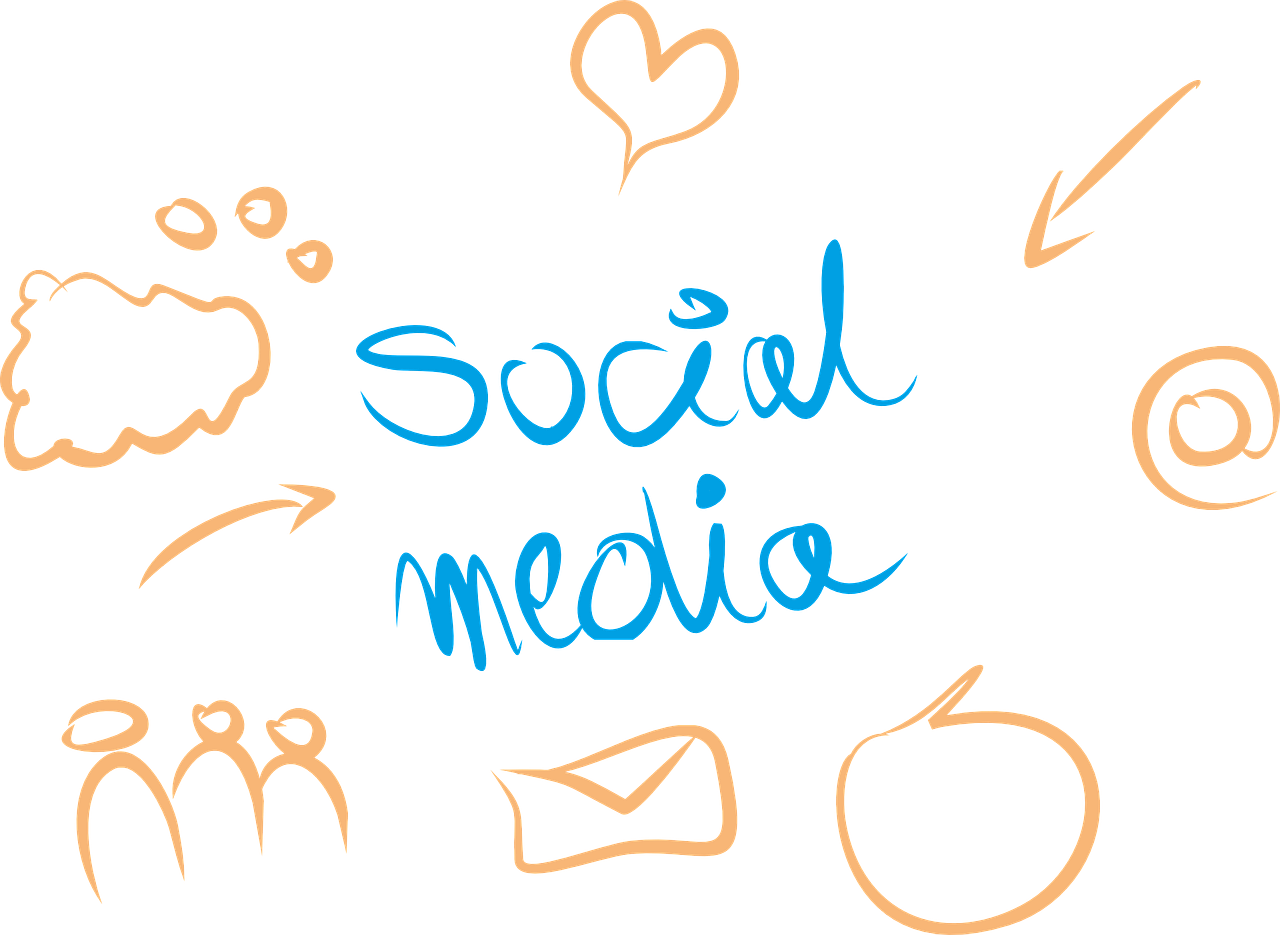 Blue Handwritten Social Media Doodle Lettering