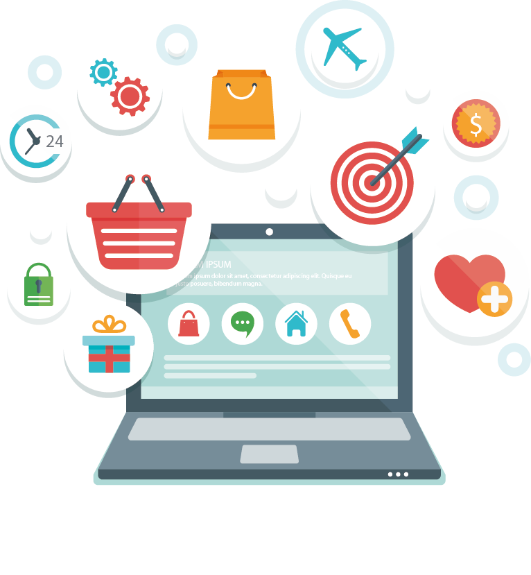 web development digital marketing e commerce business web design vector painted flat computer