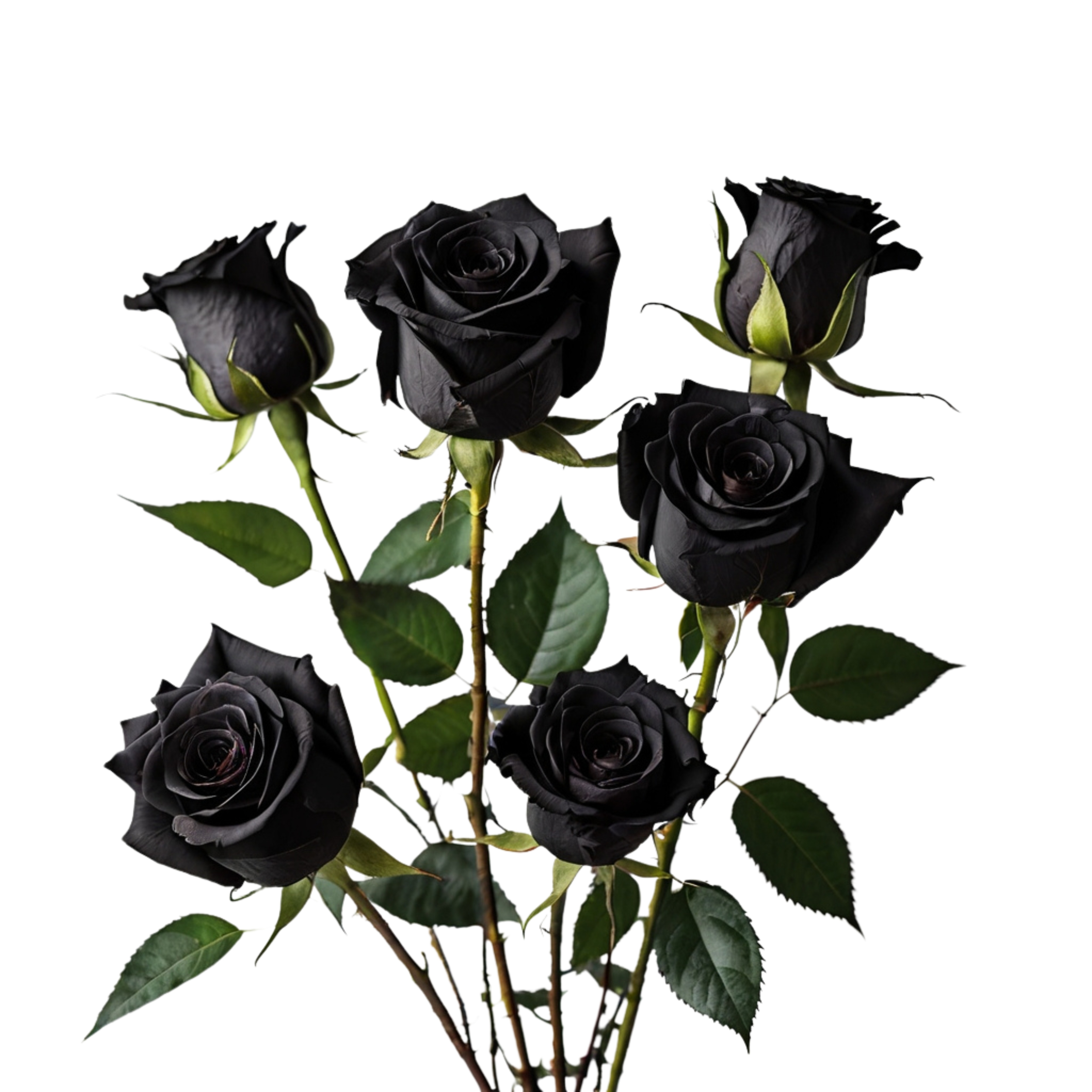 a group of black flower bran