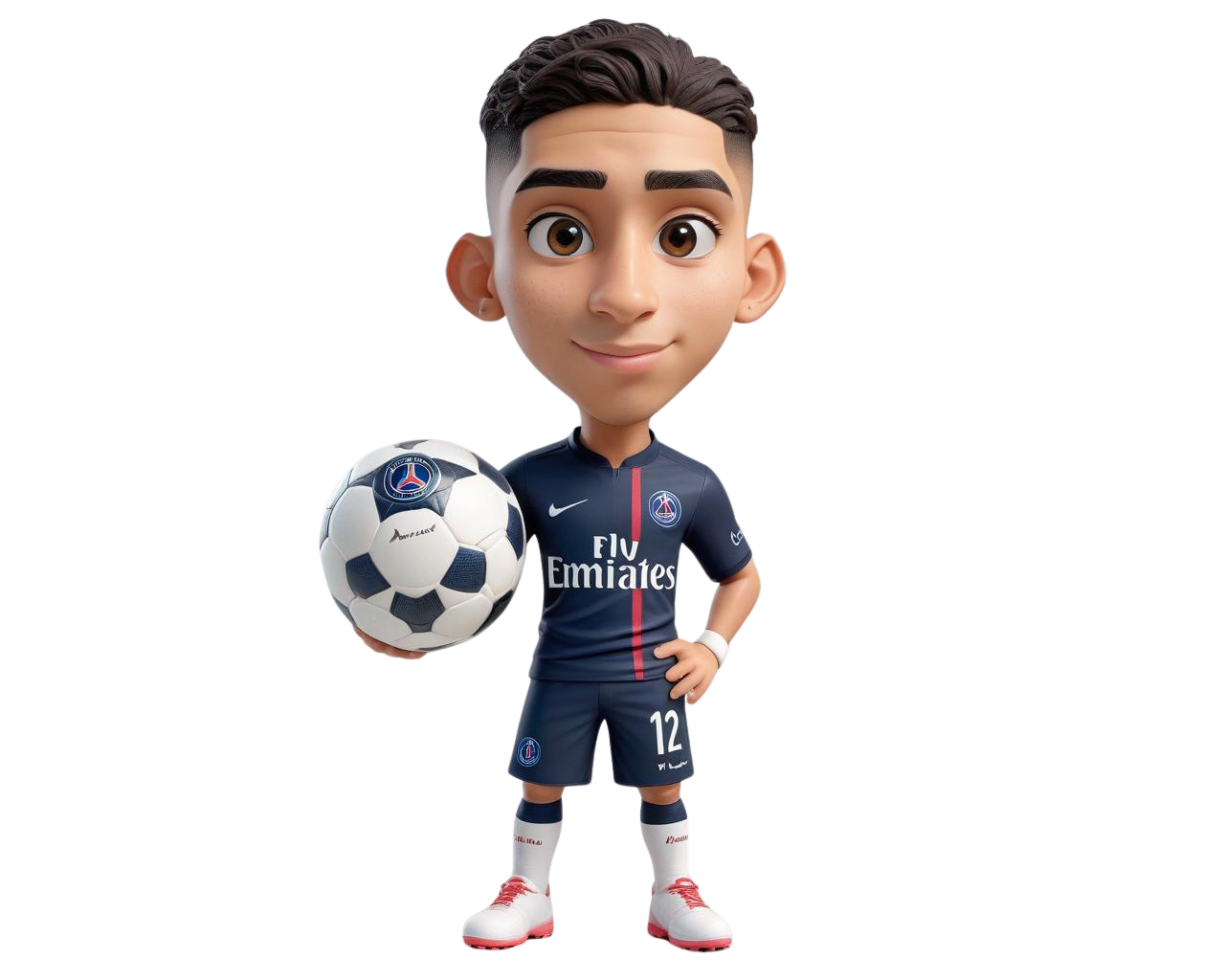 Cartoon Footballer in Navy Kit