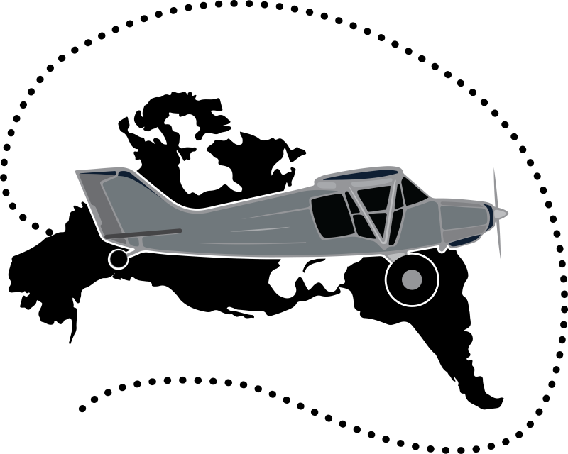Grey Propeller Airplane over Americas Map