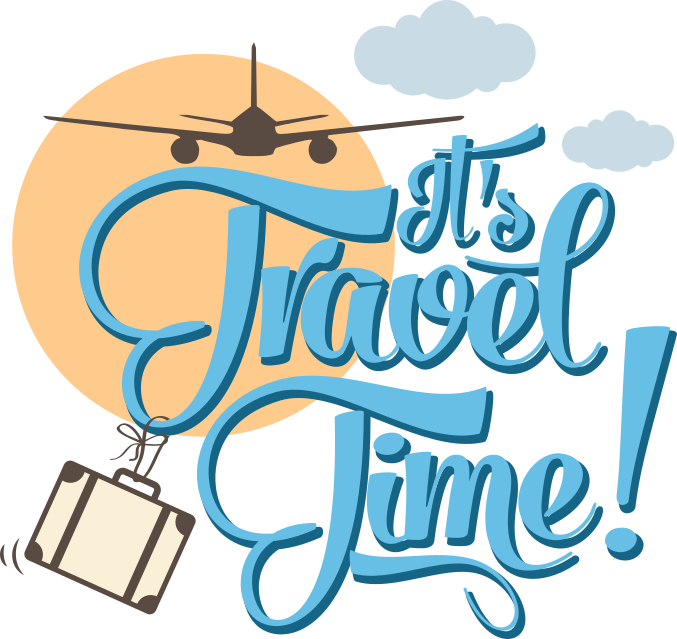 It's Travel Time Lettering with Airplane