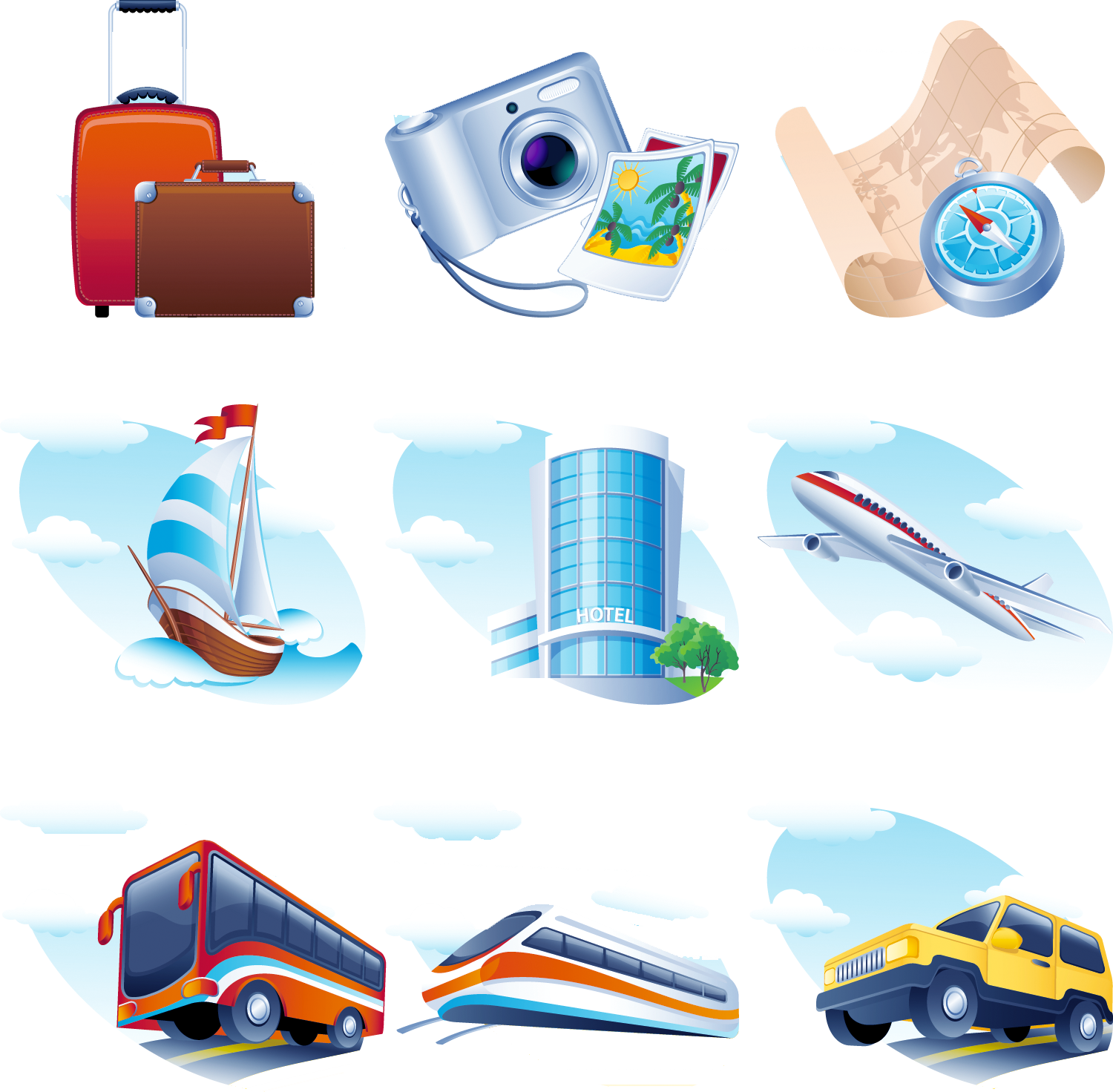 air travel icon vector travel elements