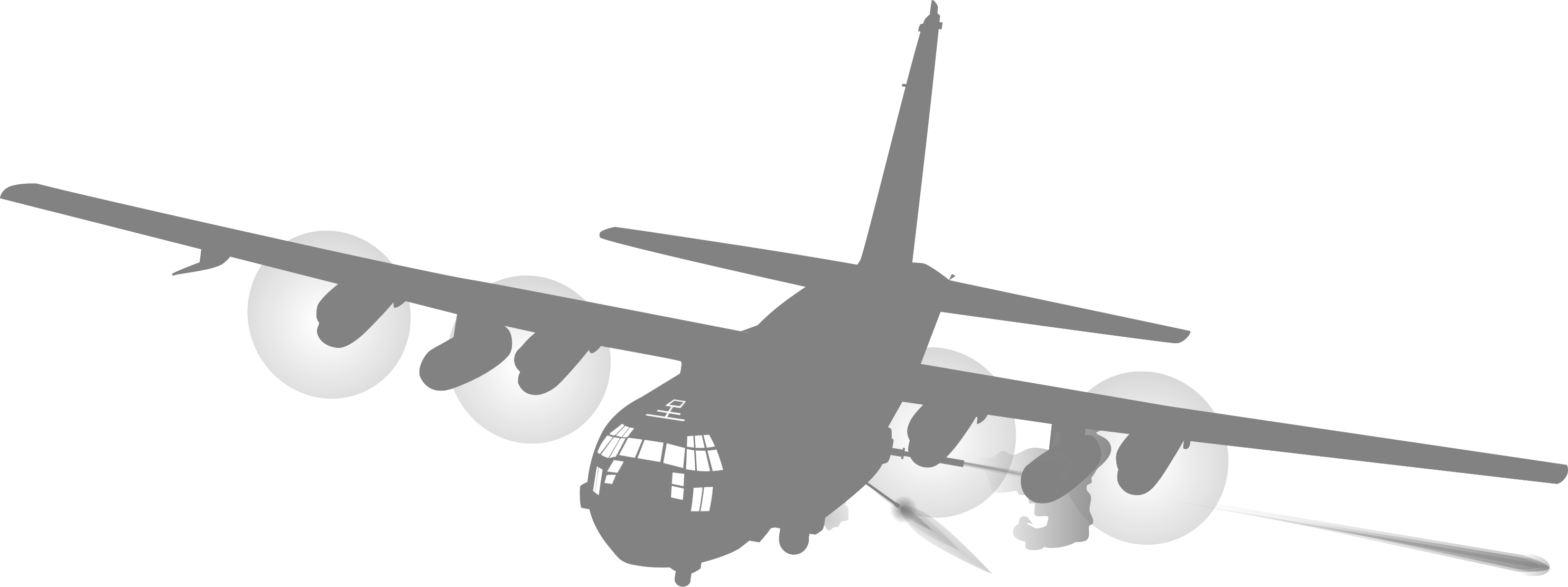 Grey Military Transport Plane Silhouette