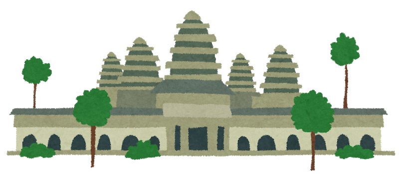 Angkor Wat Temple Flat Illustration Five Towers