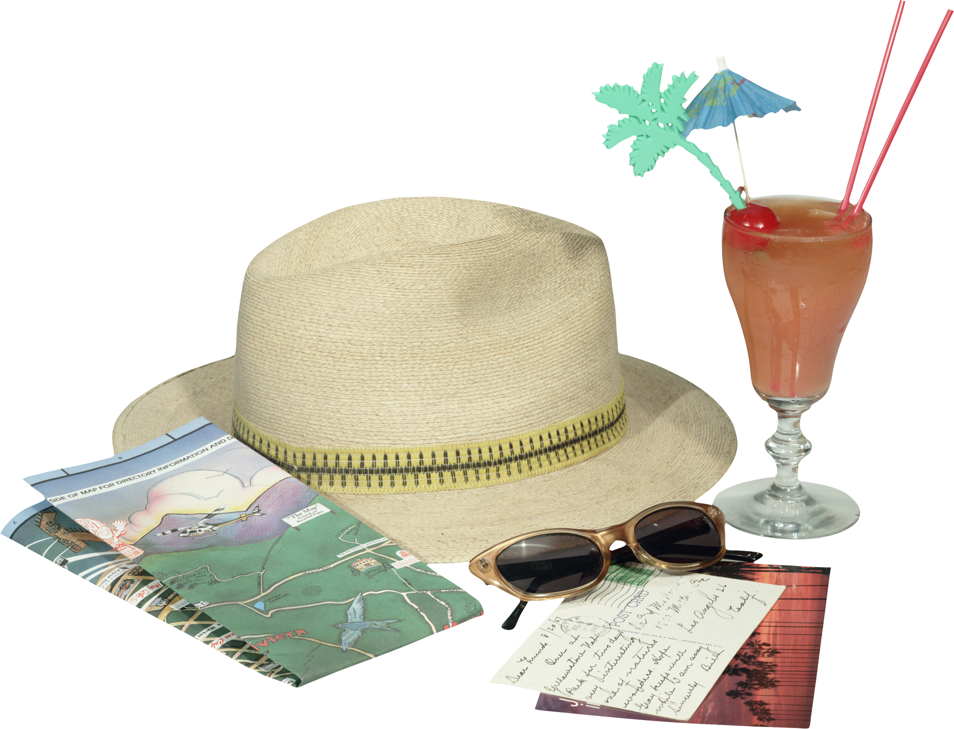 ansichtkaart holiday animation tourism hat travel