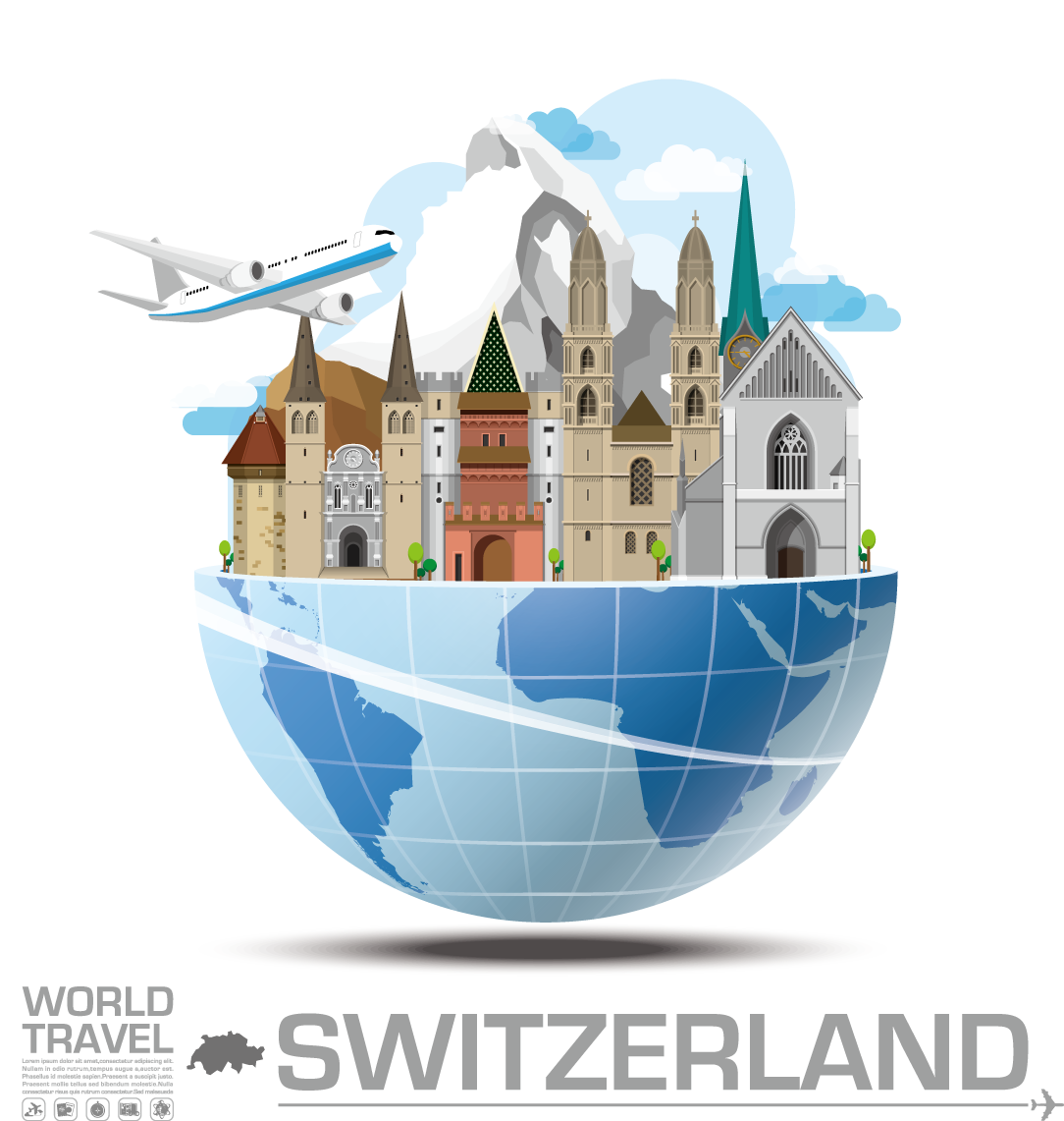 australia travel euclidean vector illustration decorative building switzerland attractions