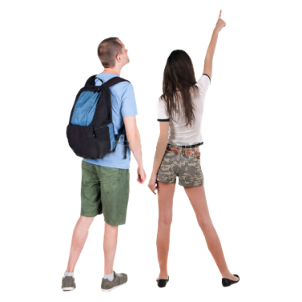 backpack travel suitcase t shirt people looking