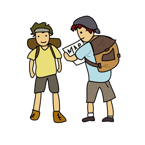 backpacking drawing travel illustration the man with the map