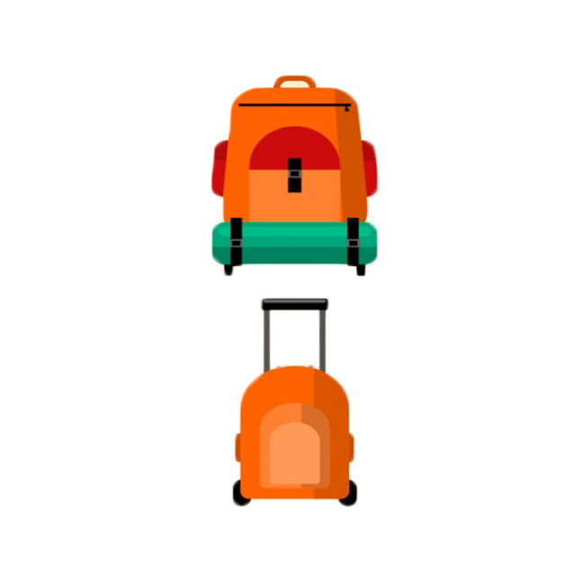 backpacking hiking travel baggage simple orange cartoon plane luggage