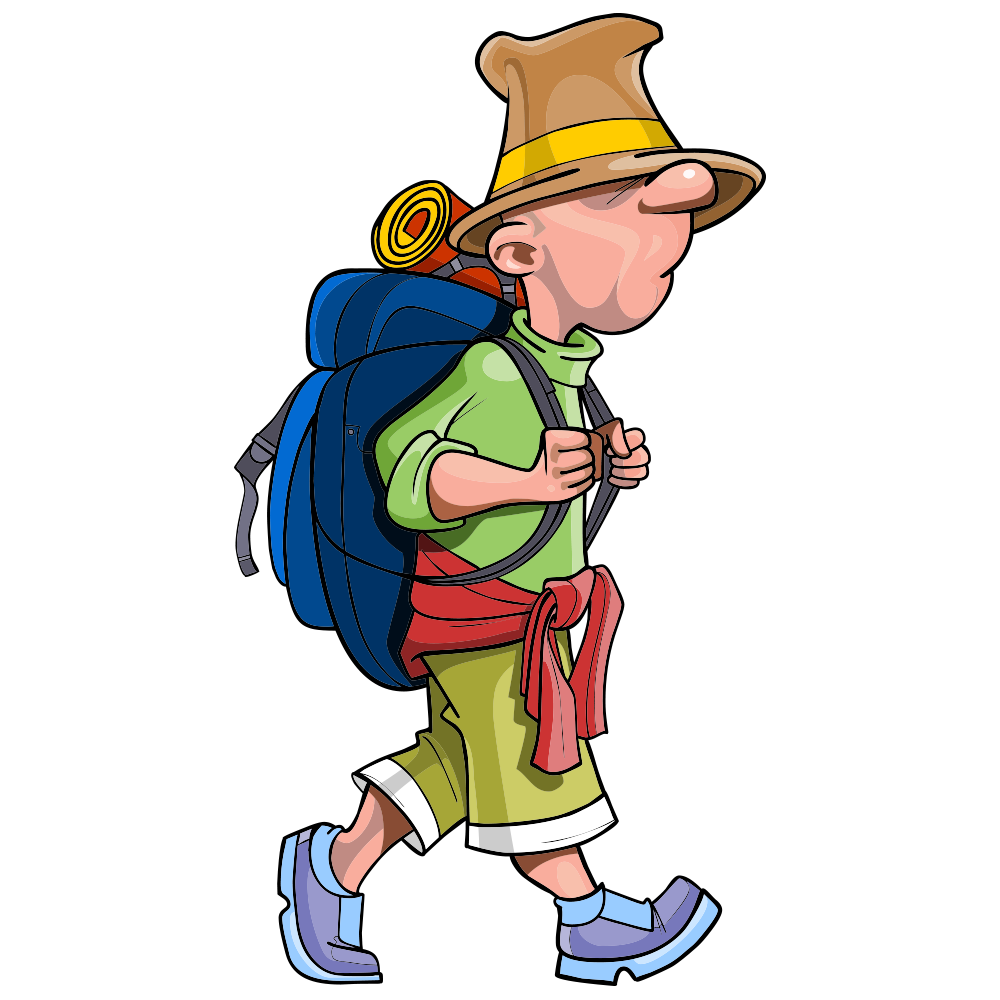 backpacking travel cartoon backpacking people