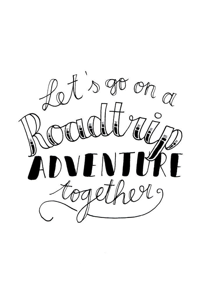 calligraphy lettering road trip logo font travel
