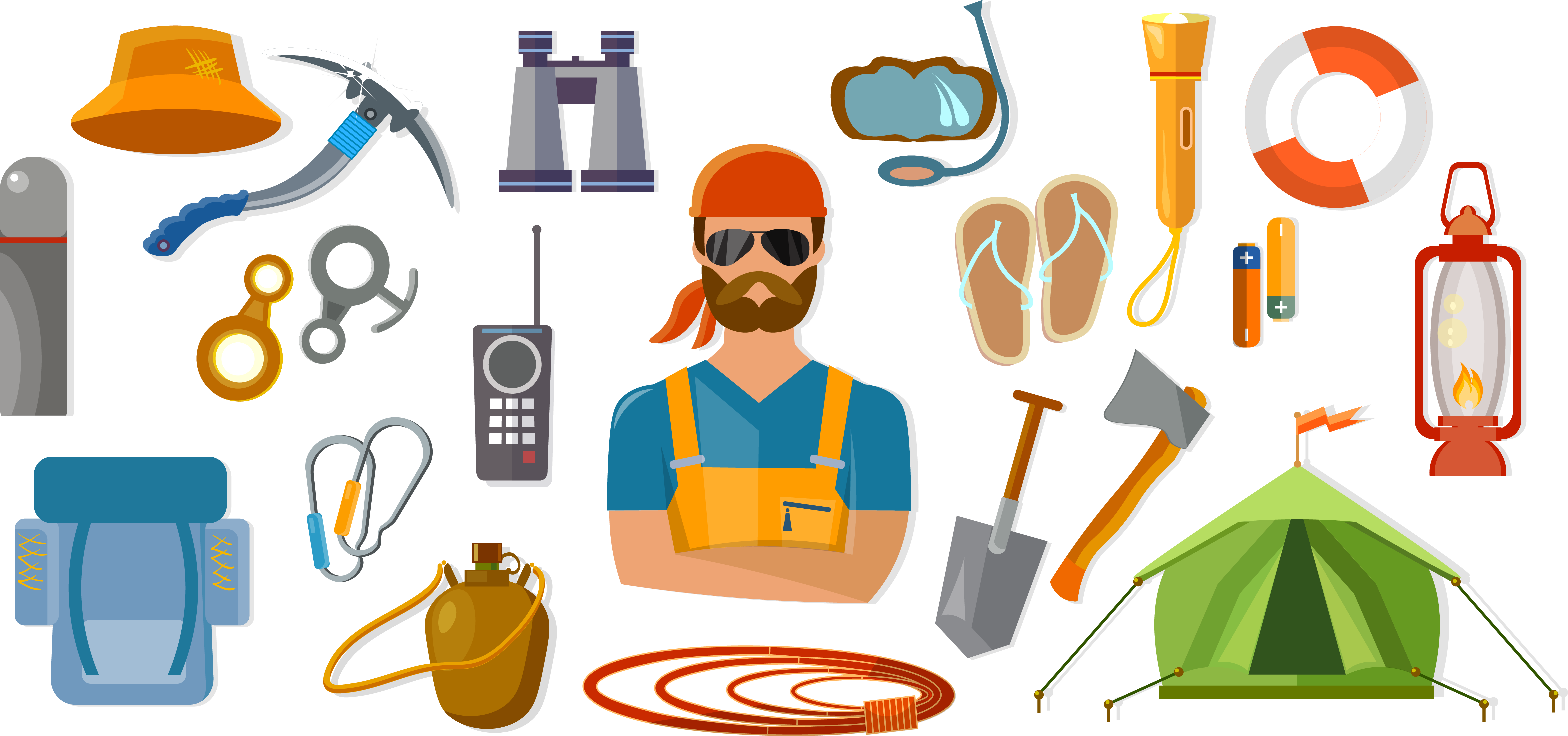 camping hiking outdoor recreation tourism travel cartoon elements