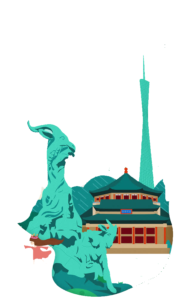 canton tower cartoon poster illustration guangzhou travel posters
