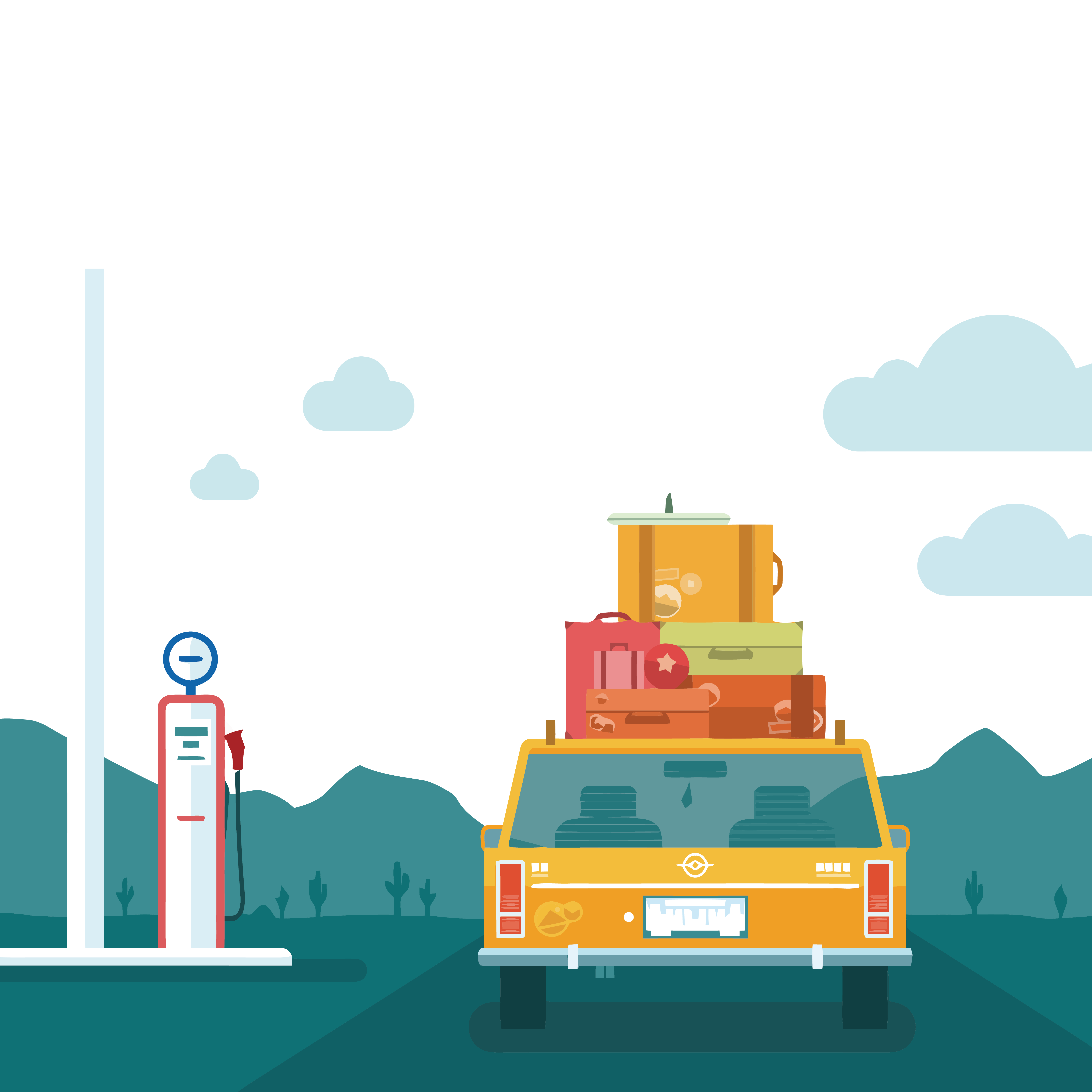 car flat design illustration travel weekend time