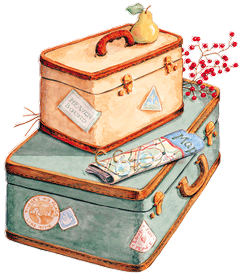 baggage suitcase watercolor painting travel trunk suitcase