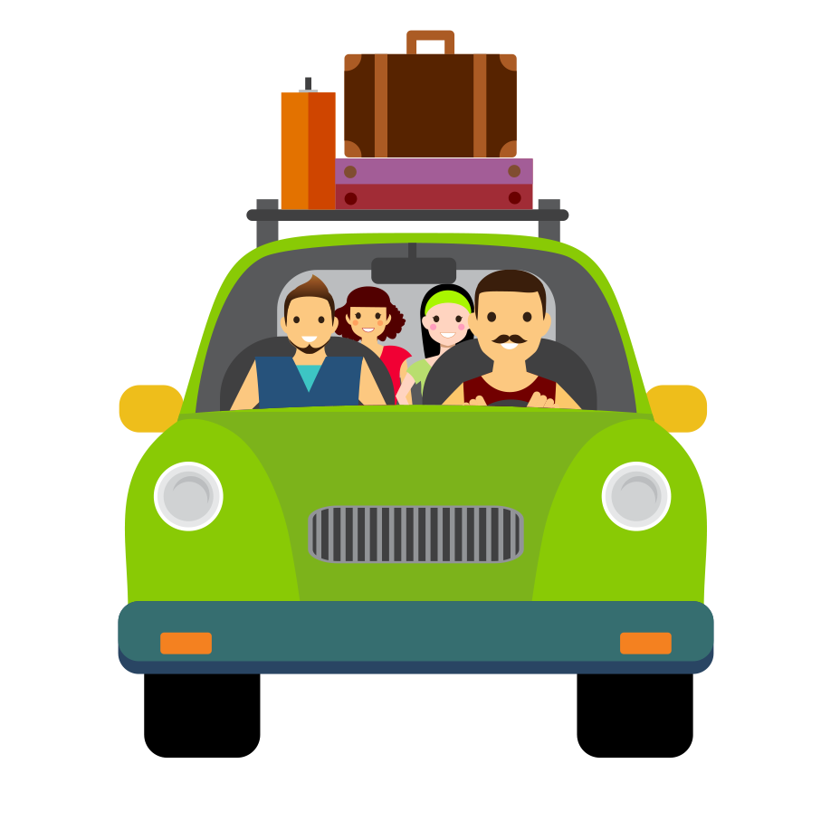 car travel baggage symbol a person to travel
