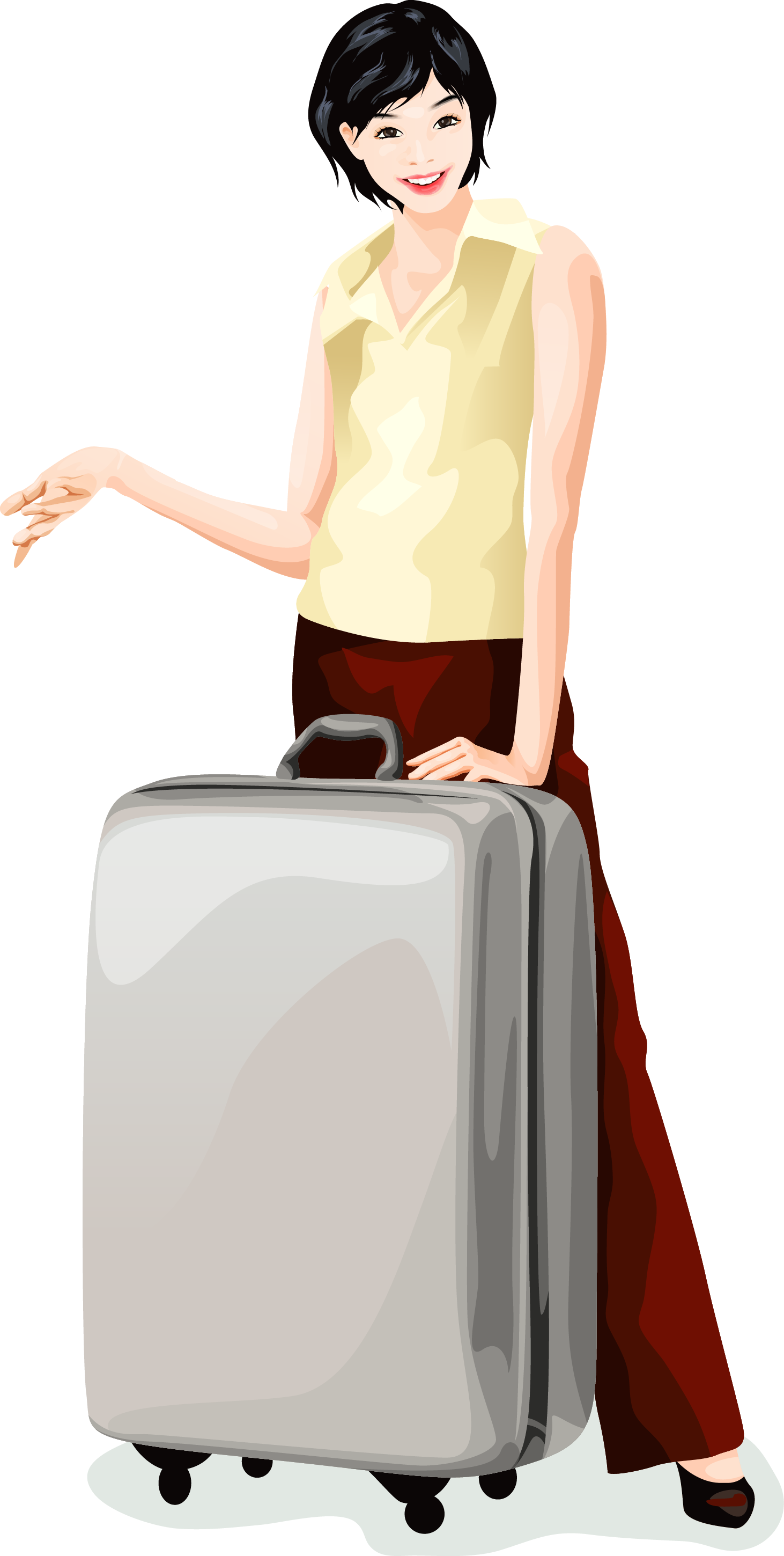 baggage travel suitcase photography vector hand painted women get that box