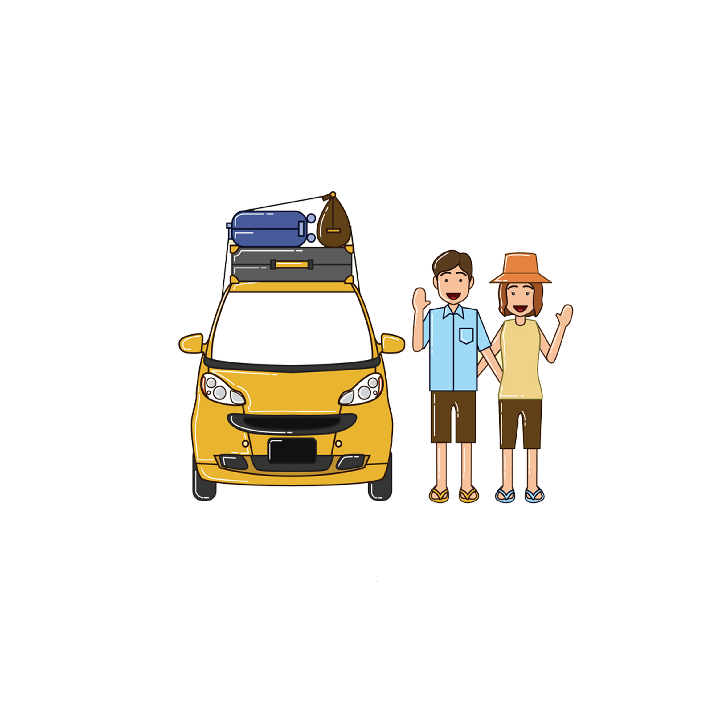 car travel suitcase creative couple traveling by car
