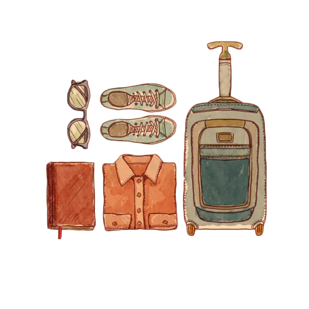 baggage travel watercolor painting hand painted watercolor cartoon luggage