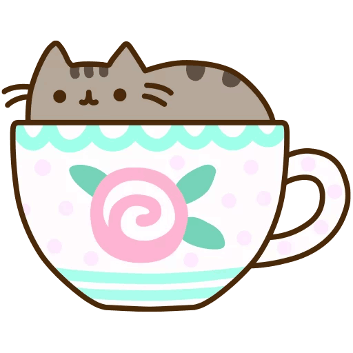 Grey Tabby Kitten in Pastel Teacup