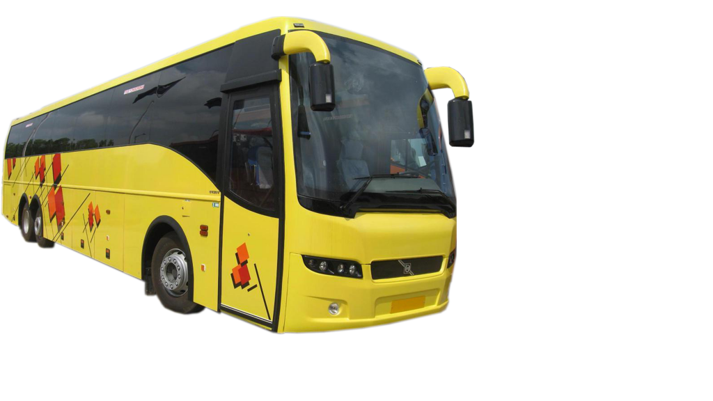 Yellow Coach Bus with Orange Accents