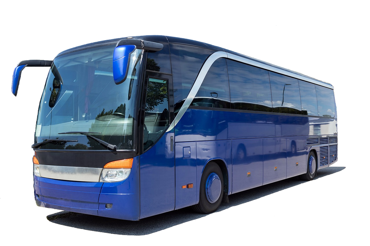Blue Coach Bus with Tinted Windows