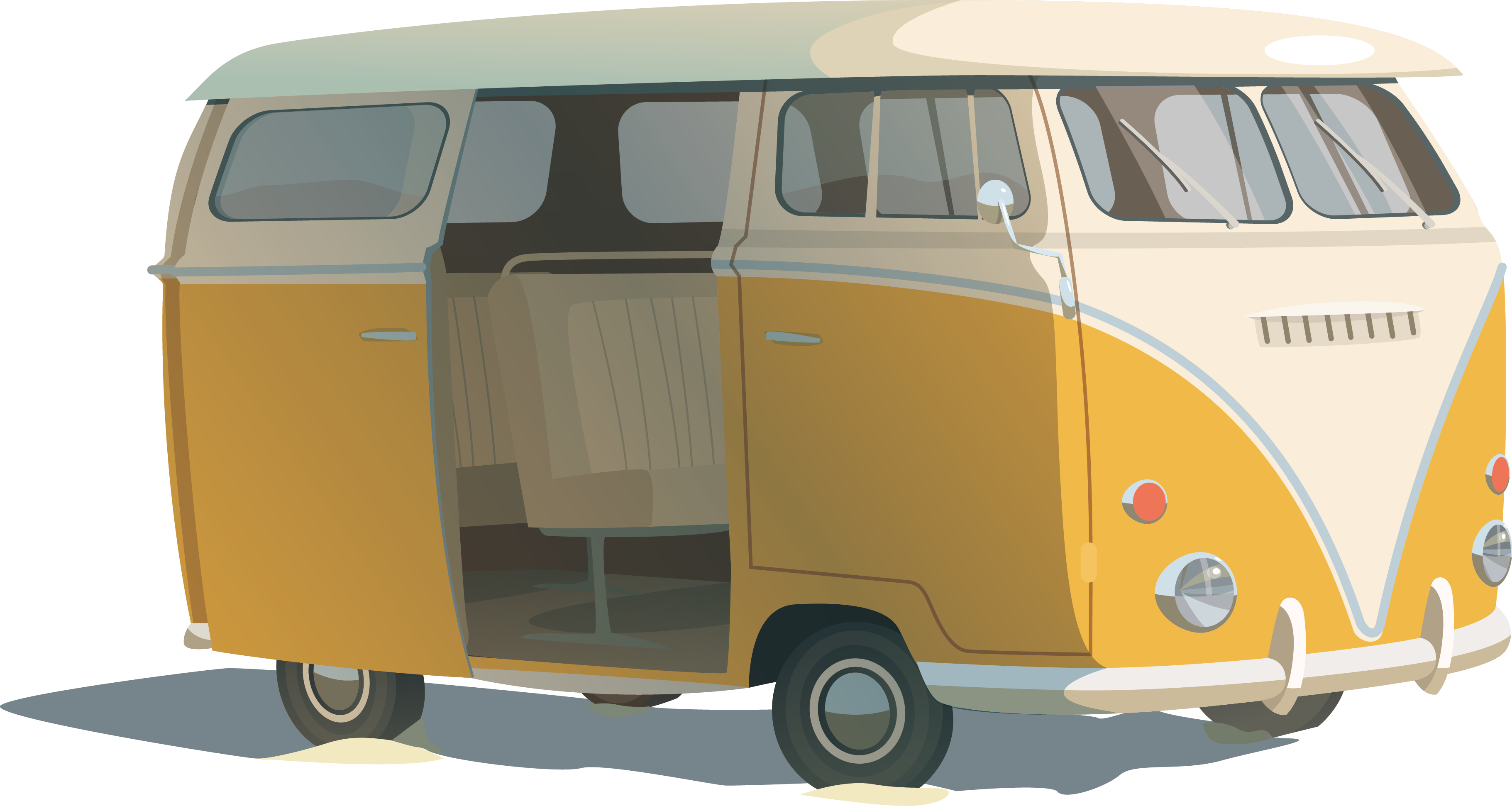 bus volkswagen type 2 travel car bus cartoon elements