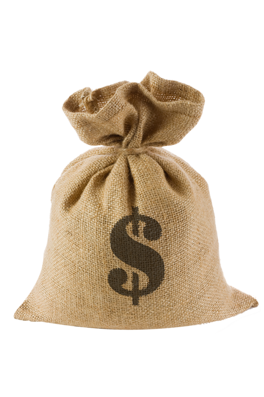 Burlap Money Bag with Brown Dollar Sign