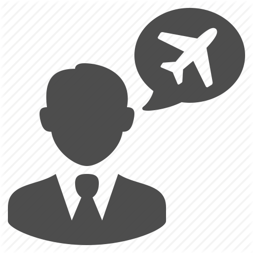 Grey Travel Agent Icon with Airplane Bubble