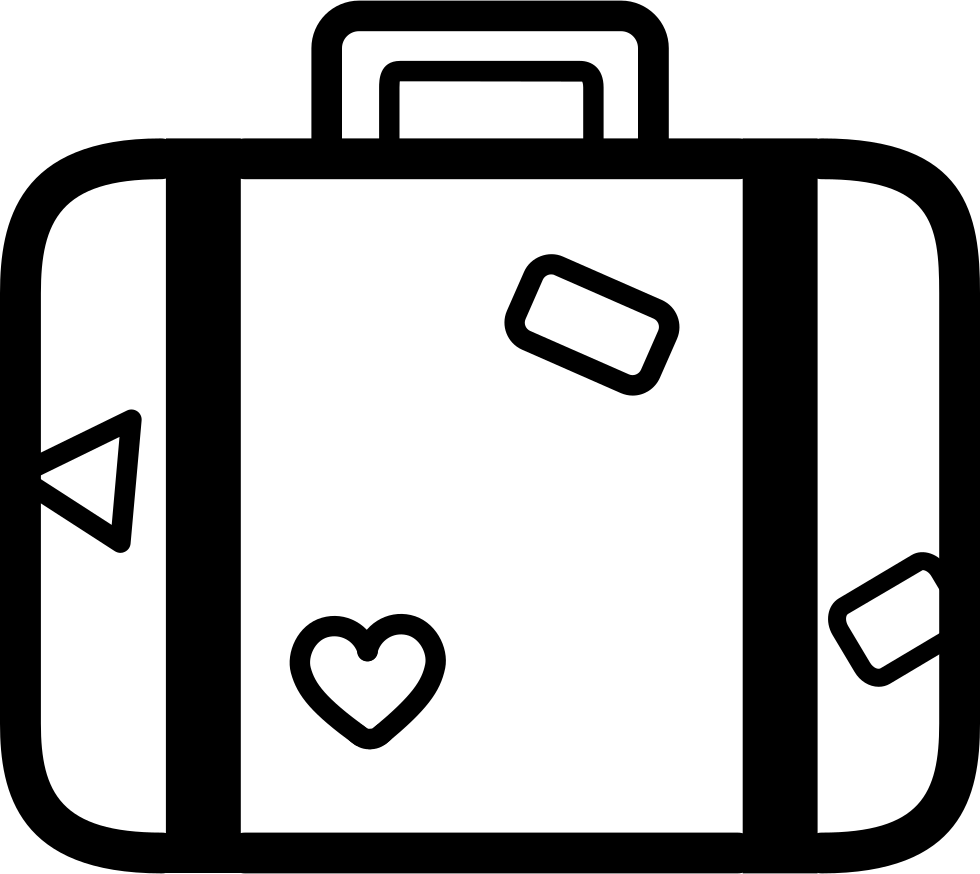 Black Outline Suitcase with Heart Sticker