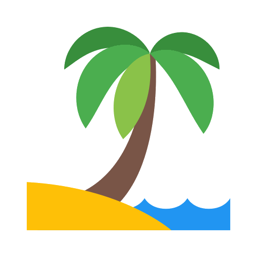 Flat Green Palm Tree with Curved Trunk