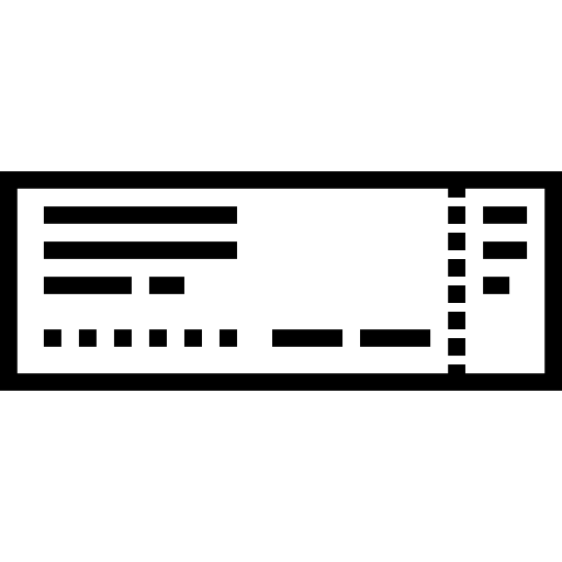 Black Outline Ticket Icon with Perforated Stub