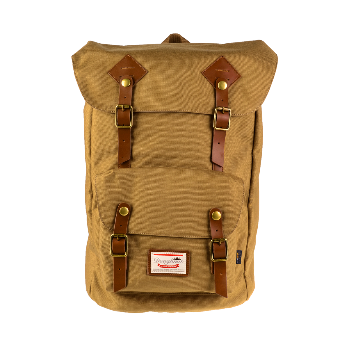 Tan Canvas Backpack with Leather Straps