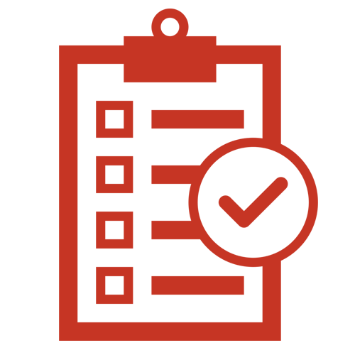 Red Clipboard Checklist with Four Checkboxes