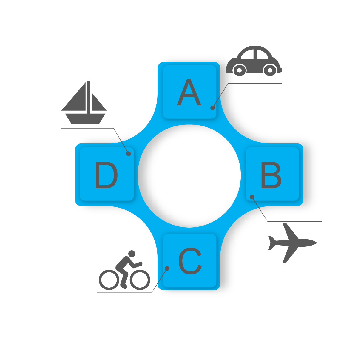 download pptx icon ppt blue vector corresponding to the four corners of travel tools