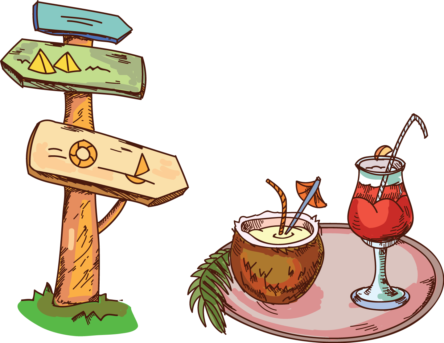 drink icon juice signs summer travel posters vector material