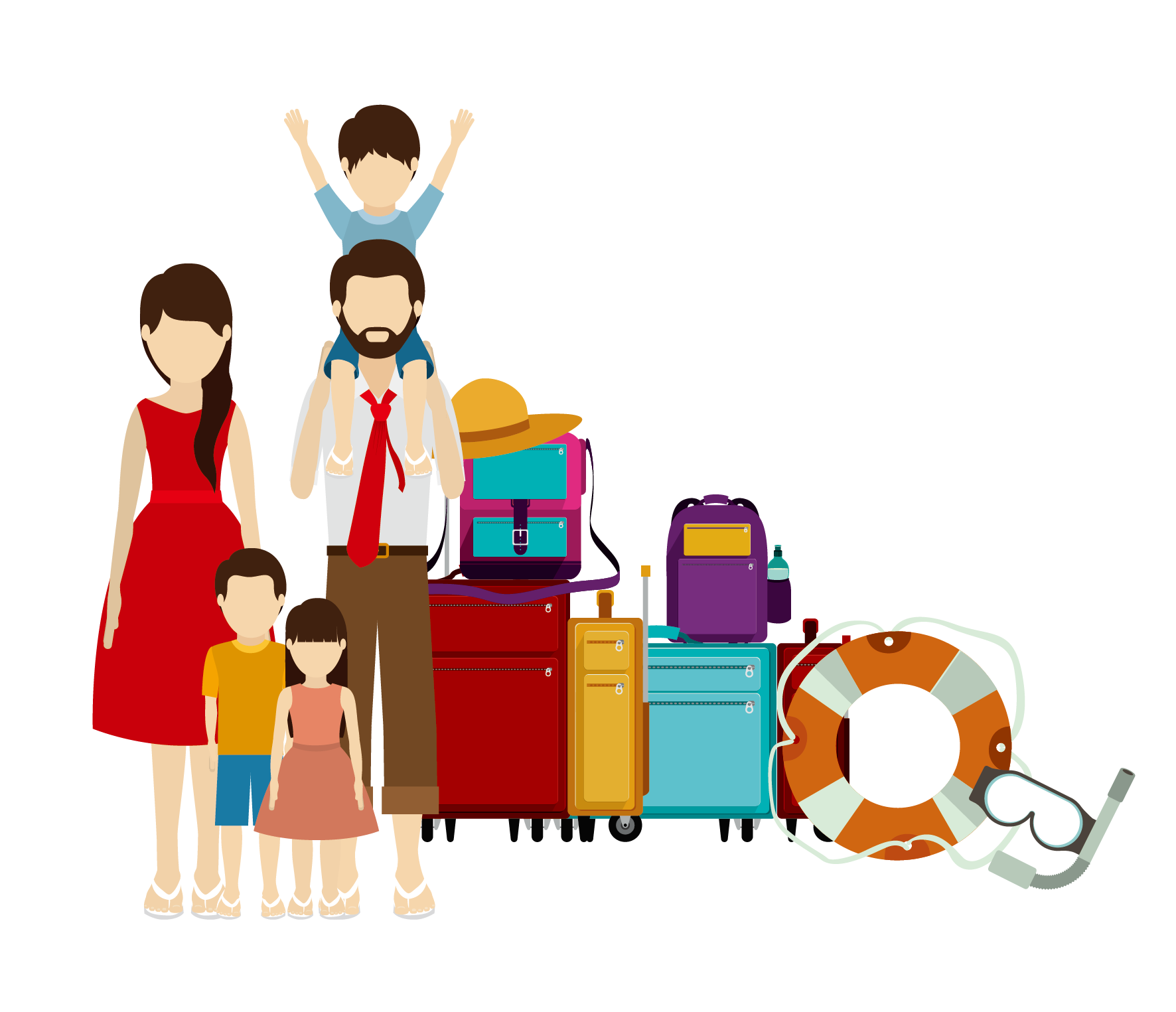 family travel illustration family