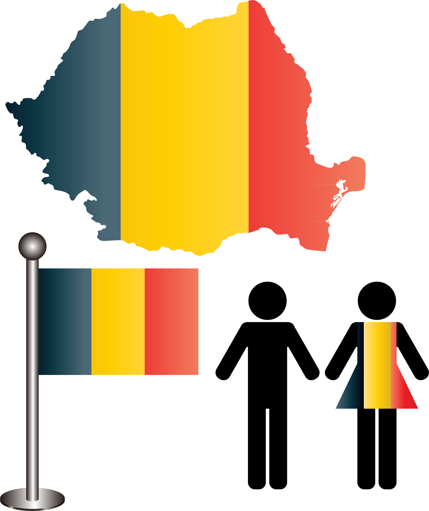flag of romania map romania flag emblem element travel