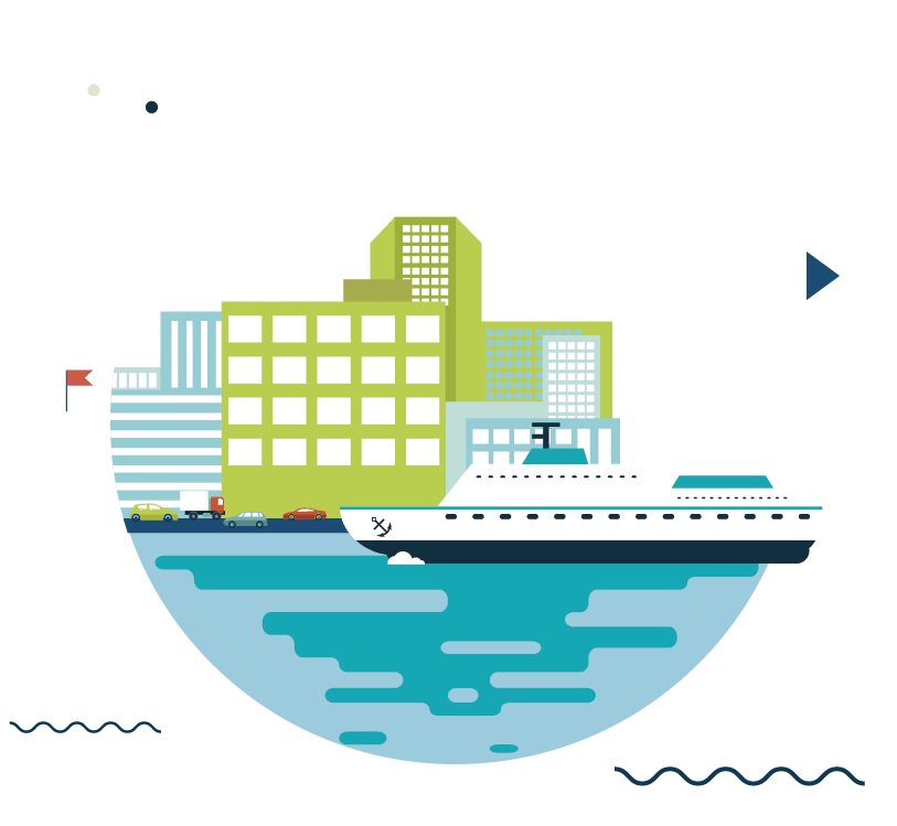 flat design royalty free travel illustration ship on the ocean vector