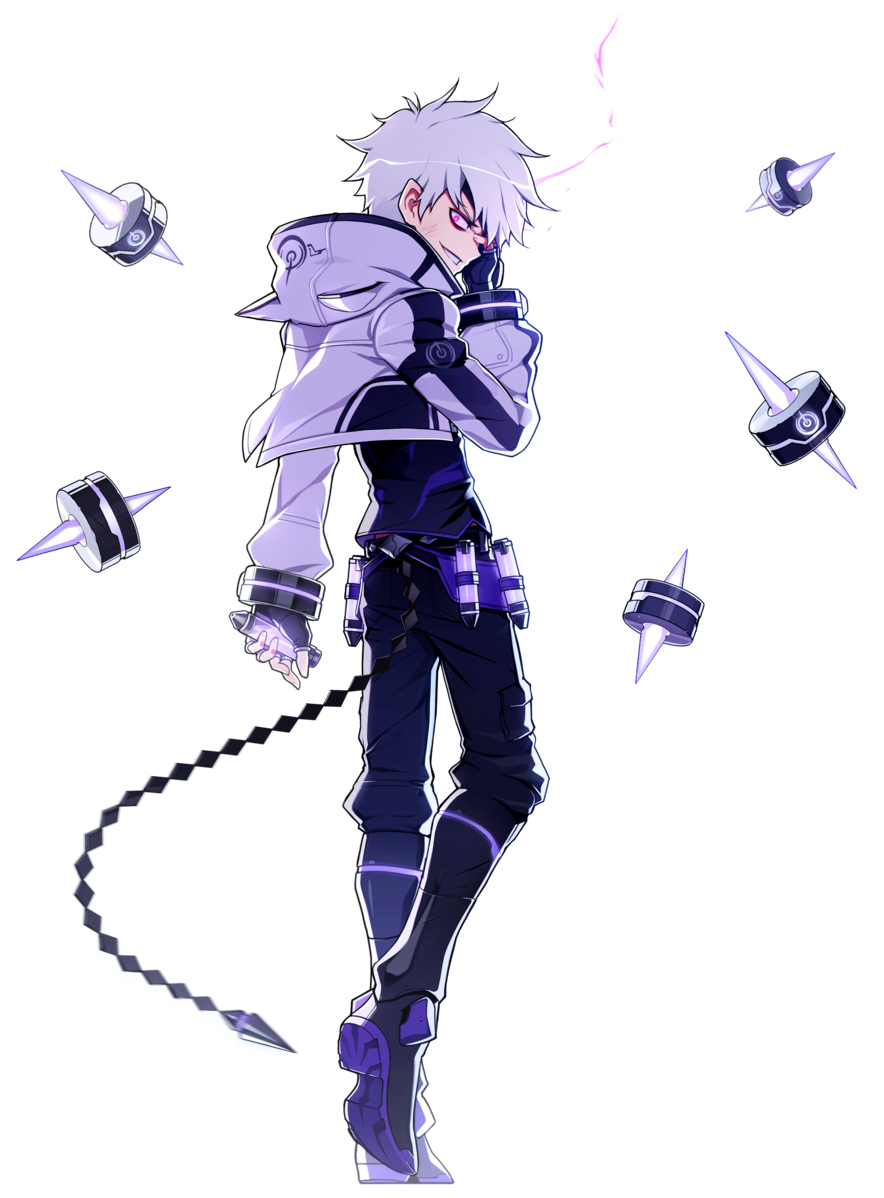 Anime Fighter with White Spiky Hair