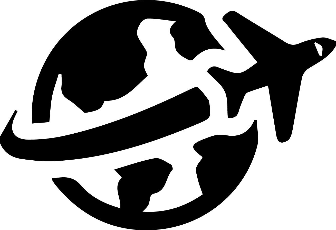 Black Airplane Silhouette Orbiting Globe